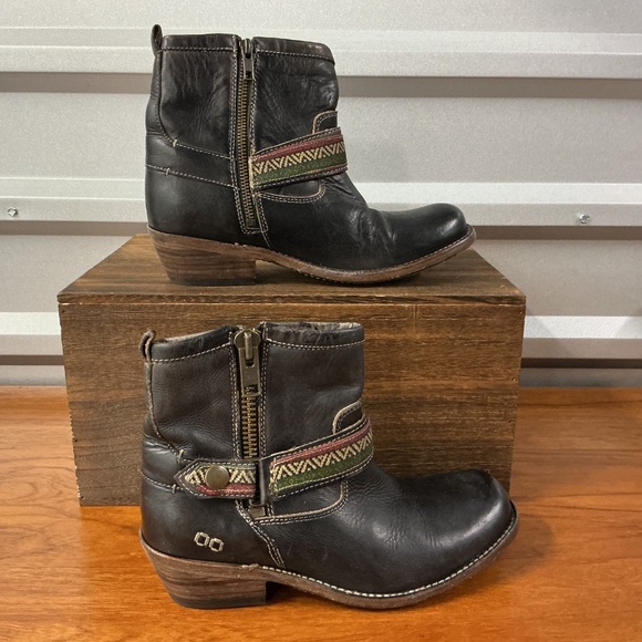Bed Stu Women Black Leather Double Zip Boho Western Ankle Boot Size 8 - Picture 4 of 8